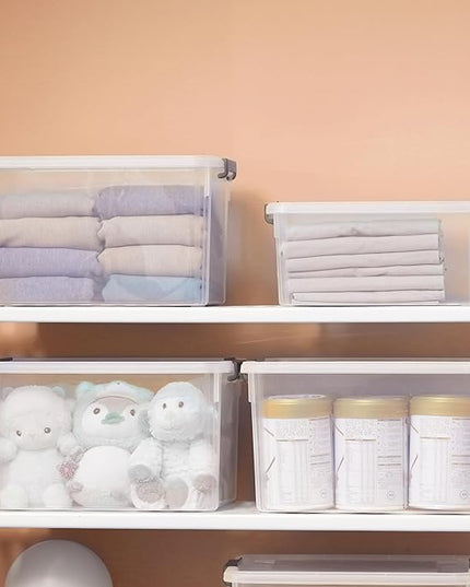 Citylife 17 QT Plastic Storage Bins with Latching Lids Stackable Storage Containers for Organizing Large Clear Storage Box for Garage, Closet, Classroom, Kitchen, 2 Packs