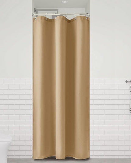Naturoom Gold Yellow 36 Inch Shower Curtain - Stall Narrow Half Linen Ultra Thick Fabric Shower Curtain Set with Hooks, Boho Farmhouse Rustic RV Camper Bath Curtains for Bathroom, 36x72