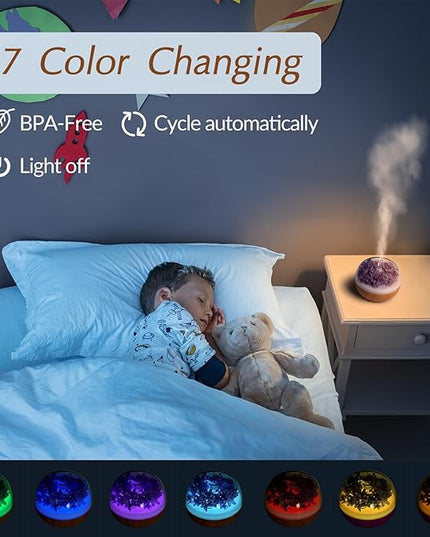 Aromatherapy Essential Oil Diffuser, 300ml Air Diffuser Humidifier with 7 LED Colors, Timer & Auto-Off for Home Bedroom Office (Purple)