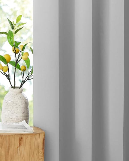 NICETOWN 100% Blackout Curtains 96 inches Long, Grommet Portable Blackout Travel Window Treatment Thermal Curtains Energy Saving for Bedroom/Home Theater, Off White W52 x L96, 2 Panels