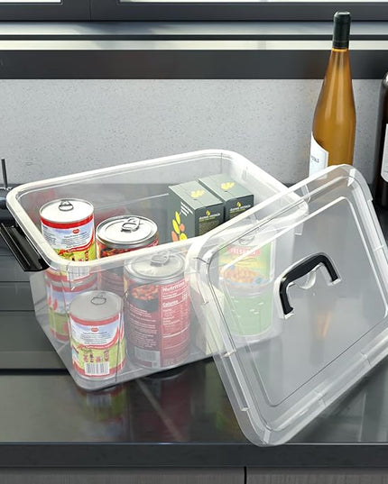 4-Pack 17.5 Quart Plastic Storage Bins with Lids, Stackable Storage Organizing Box with Handle, Clear
