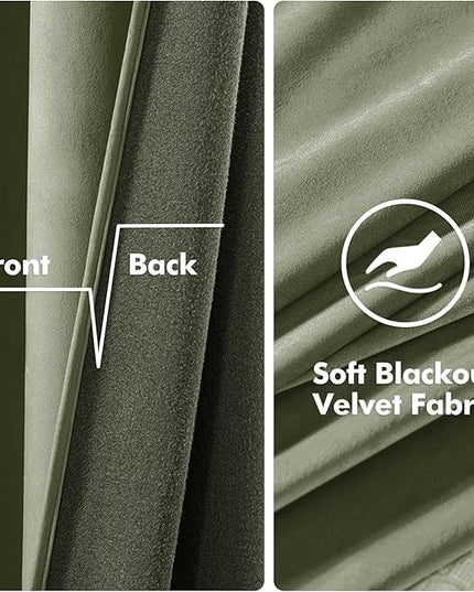 MIULEE Sage Green Elegant Grommet Curtains Thermal Insulated Soundproof Room Darkening Long Black Out Drapes for Classical Living Room Bedroom Decor 52 x 96 Inch Length Set of 2