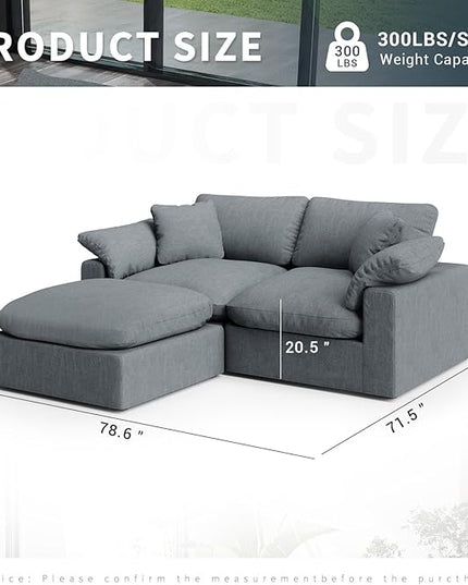 Modular Sectional Sofa Cloud Couch,Down Filled Comfy Cloud Modern Sofa,L Shape Oversized Couch Cushion Covers Removable for Living Room,Light Blue