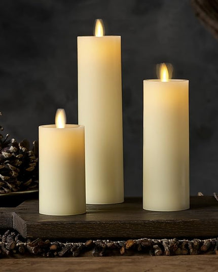 Luminara Classic Slim Flameless LED Candle, Ivory 2" x 7.9", Battery Operated Moving Flame Pillar w/Timer, Safe Realistic Wax Candle, Home Decor