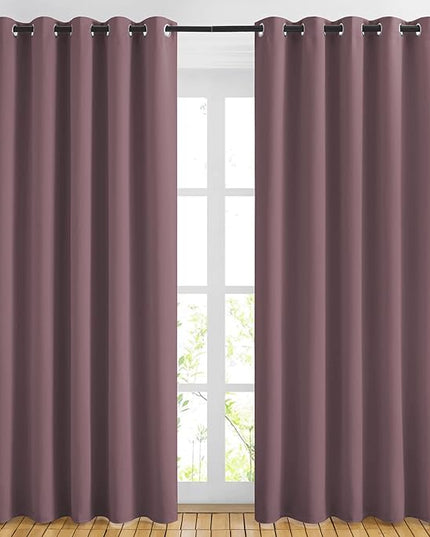 NICETOWN Blackout Dry Rose Curtains for Living Room - Solid Thermal Insulated Sound Reducing Grommet Room Darkening Curtains & Drapes for Bedroom (2 Panels, W66 x L84)