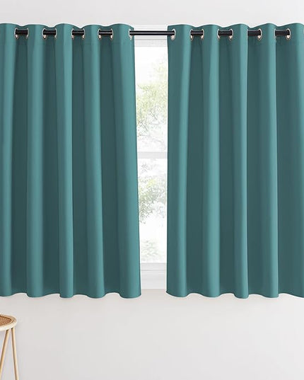 NICETOWN Blackout Curtains 54 Inches Long, Thermal Insulated Room Darkening Curtains for Bedroom, Window Treatment Drapes for Living Room Nursery (W66 x L54 Inch, Sea Teal, 1 Panel)