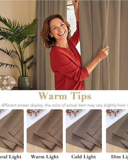 H.VERSAILTEX Blackout Curtains Thermal Insulated Window Treatment Panels Room Darkening Blackout Drapes for Living Room Back Tab/Rod Pocket Bedroom Draperies (2 Panels, Macchiato, 52 x 84 Inch)