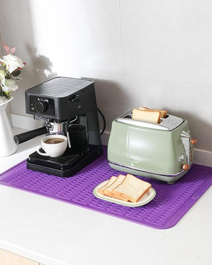 Silicone Dish Drying Mat for Multiple Usage,Easy clean,Eco-friendly,Heat-resistant Silicone Mat for Kitchen Counter or Sink,Refrigerator or Drawer Liner Purple 3XL 28 inches x 18 inches