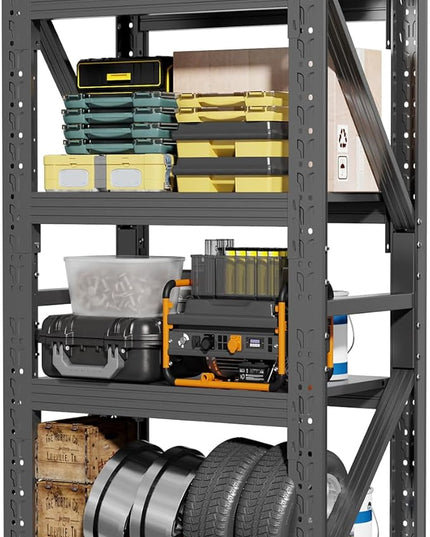 42" W Garage Shelving,4-Tier Heavy Duty Storage Shelves Unit with Adjustable Metal Shelf for Warehouse,Basement,Workshop,3400LBS,42" W x 20" D x 79" H,Black