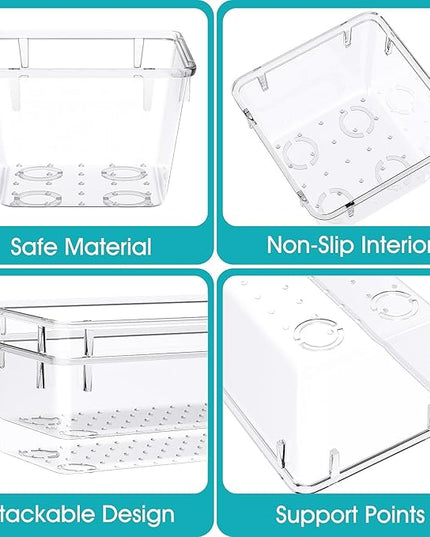13 PCS Clear Plastic Drawer Organizers Set, 4 Size Desk Drawer Organizer Trays for Makeup, Jewelry, Kitchen Utensils, Gadgets and Office Accessories