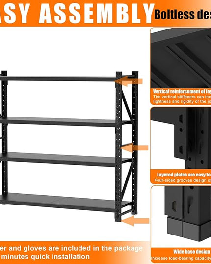 torage Shelves,Garage Shelving Heavy Duty Metal Adjustable Garage Shelves, Shelving Units Industrial Shelving for Warehouse(Black, W59.1*D23.6*H79)