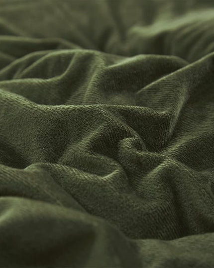 Luxlovery Army Green Velvet Comforter King Bedding Set Solid Olive Green Plush Blanket Minimalist Bedding Set Soft Blanket Quilts Fluffy Winter Comforter