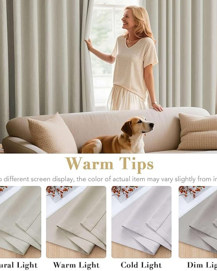 H.VERSAILTEX Room Darkening Curtains for Living Room Light Reducing Thermal Insulated Window Treatment Panels/Drapes Grommet Top 2 Panels (Pale Oak - 52 x 84 Inches)