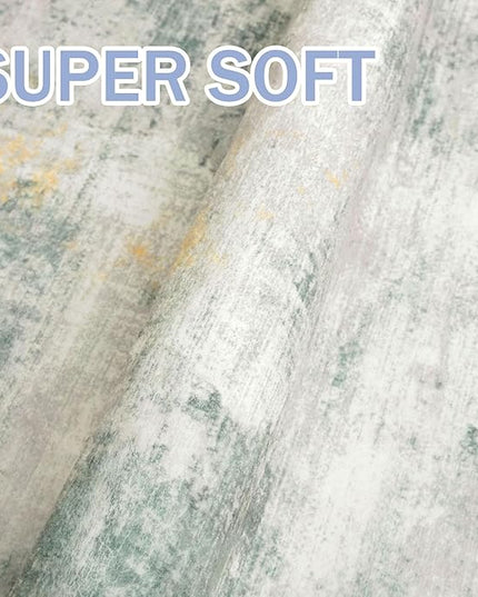 IOHOUZE Abstract Area Rug 3x5 Ft Washable Rugs for Entryway Indoor, Non Slip Kitchen Rug Printed Faux Wool Throw Rugs, Indoor Door Mat for Door Entrance Foyer Living Room, Light Green/Gray/Orange