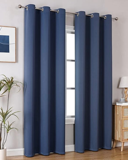 ChrisDowa Blackout Curtains 72 inches Long for Bedroom - 2 Panels Set Grommet Thermal Insulated Room Darkening Curtains for Living Room (Stone Blue, 42 x 72 Inch)