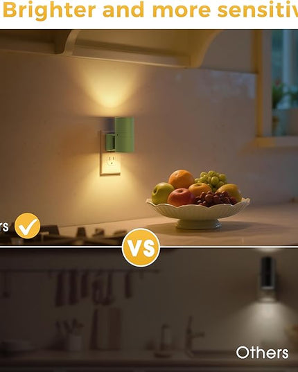L LOHAS LED Night Light, Modern Night Lights Plug into Wall, 2 Pack Dusk to Dawn Sensor Nightlights, 3000K 0-100LM Adjustable Brightness, Dimmable Night Lights for Hallway Bedroom Stairway