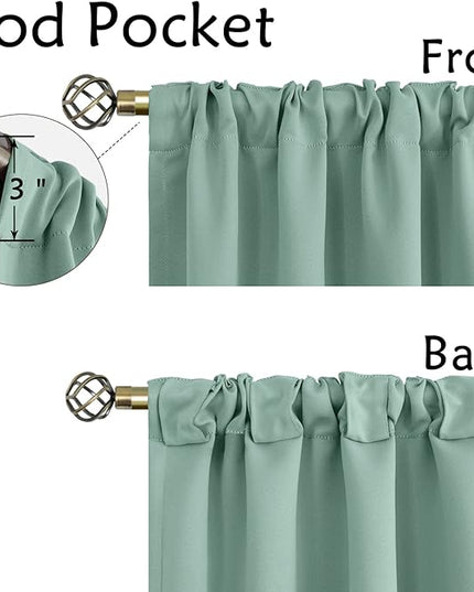 BGment Window Curtains for Bedroom - 54 Inch Rod Pocket and Back Tab Thermal Insulated Room Darkening Curtains for Living Room, 2 Curtain Panels (38 x 54 Inch, Frosty Green)