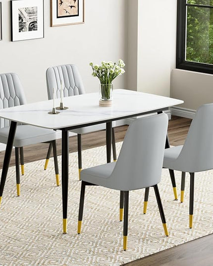 50'' Dining Table Set for 4, Dining Room Sets for 4, Sintered Stone Dining Table Chairs Set of 4, Easy to Assemble，Suitable for Small Spaces