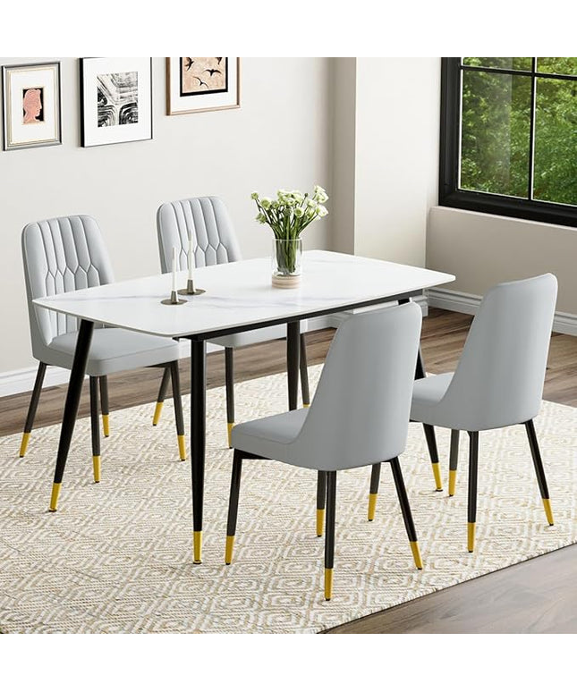 50'' Dining Table Set for 4, Dining Room Sets for 4, Sintered Stone Dining Table Chairs Set of 4, Easy to Assemble，Suitable for Small Spaces