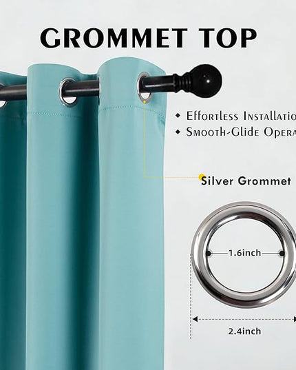 Room Darkening Curtains 72 Inch Length for Bedroom Living Room, Insulated Thermal Grommet Curtain Drapes, Blackout(60-90%,Not 100%) Window Treatment Decor, 2 Panels, 52x72, Teal