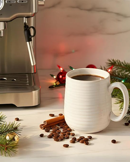 Coffee Mugs, Porcelain 15oz Coffee Cups with Handle for Dad and Mom as Gifts, Ideal for Latte, Milk, Cappuccino, Cocoa, Tea, Dishwasher and Microwave Safe, Set of 6, White