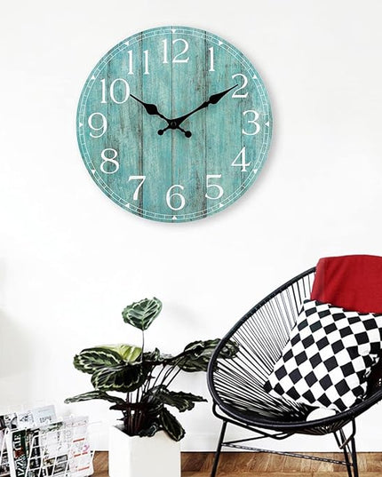 HYLANDA 14 Inch Teal Wall Clock - Silent, Non-Ticking, Battery Operated, Decorative, Unisex