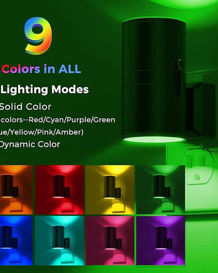 L LOHAS LED Night Light with Remote, 2Pack, Night Lights Plug into Wall, RGB Color Changing Nightlight with Light Sensor, Nightlights for Kids Gifts Halloween Christmas Party Hallway Bedroom Kids Room