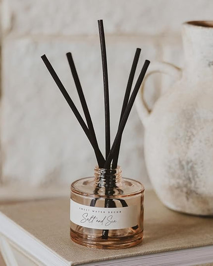 Sweet Water Decor Salt and Sea Reed Diffuser – Room Decor Aesthetic with Long-Lasting Premium Fragrance of Sea Salt, Citrus, Musk, and Amber for 4 Months – Ideal for Home Decor