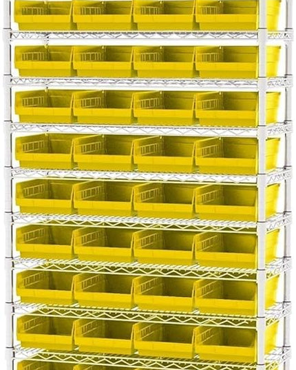 Akro-Mils 30150 Plastic Shelf Bins, Heavy Duty Storage Bins for Garage, Closet, and Drawer Organization, 12-Inch x 8-Inch x 4-Inch, Yellow, 12-Pack