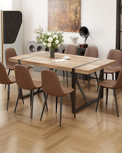 9 Piece Dining Table Set,Modern 71'' Rectangle Wood Kitchen Table and Fabric Dining Chairs Set of 8,Dining Table Set for 8,Ideal for Kitchen Dining Room