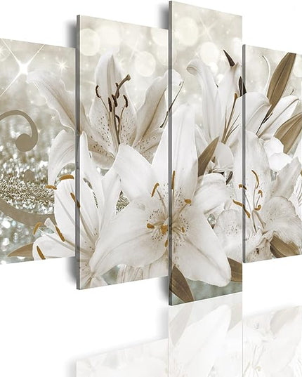 LUDUHU White Orchid Flowers Canvas Print - Abstract Floral Wall Art, Flower Poster, Painting Decor for Home Decoration Artwork Picture Bedroom (B,Oversize 60x30inch)