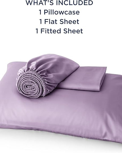 Bedsure Cooling Sheets Twin, Rayon Derived from Bamboo, Breathable & Soft Twin Sheets Set, Deep Pocket Up to 16 Inches, Hotel Luxury Silky Bedding for Hot Sleepers, Lilac