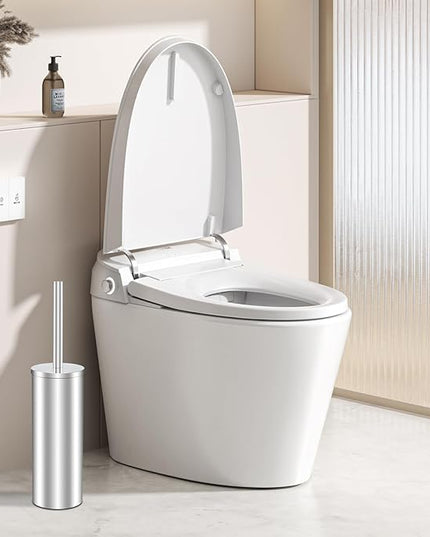 Toilet Brush and Holder Set - Stainless Steel Toilet Bowl Brush and Holder (Silvery)