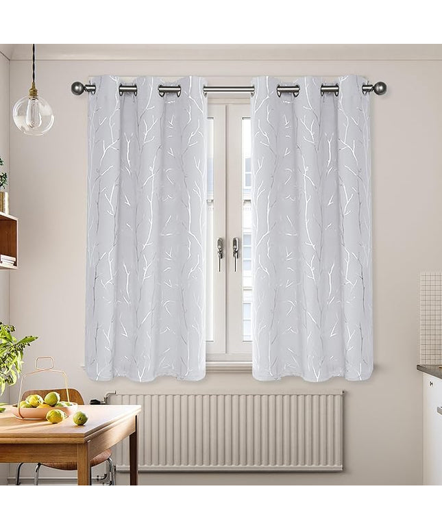 BUHUA Short Curtains 40 inches Long, Black Out RV Bunk Panels, Kitchen Window Curtains Over Sink, Thermal Insulating Blackout Drapes for Small Window (2 Panels, Greyish White, 38 inches Wide)