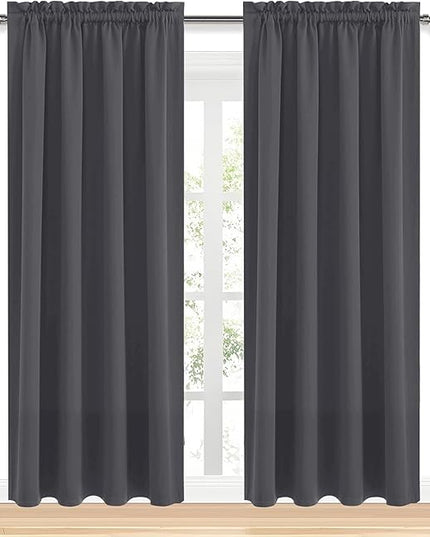 DWCN Blackout Curtains for Bedroom 84 Inch Length 2 Panels Set, Solid Thermal Insulated Energy Saving Rod Pocket Window Treatment Curtains Blackout Drapes (W42 x L84 Inch, Dark Grey)