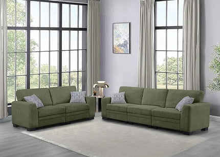 Legend Vansen Oversized Modular Sectional Sofa,5 Seat U Shaped Couch with Ottoman,Corduroy Sofa with Deep Seat,Convertible Large Sectional Couches for Living Room (Olive, 2+3)