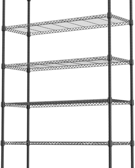 6 Tiers Storage Shelves Load 2100LBS, Metal Shelving Wire Metal Shelving Unit Shelves for Storage Adjustable Garage Shelving for Pantry Kitchen Garage Black 17.7" D x 47.3" W x 82.4" H