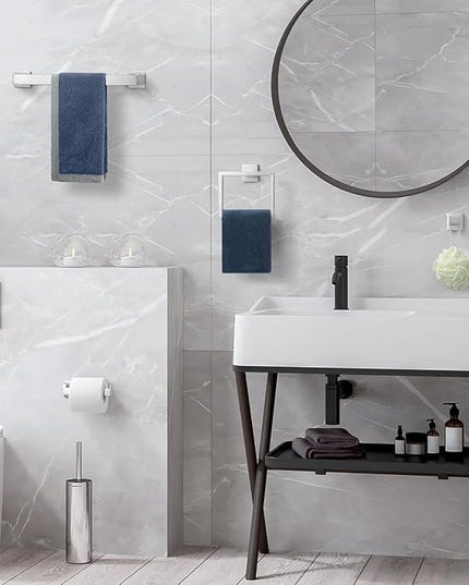 Bathroom Accessories Towel Bar Set: 20 Pieces Brushed Nickel Square Bathroom Hardware SUS304 Stainless Steel - Wall Mounted Towel Rack&Toilet Paper Holder&Towel Ring and Towel Hook