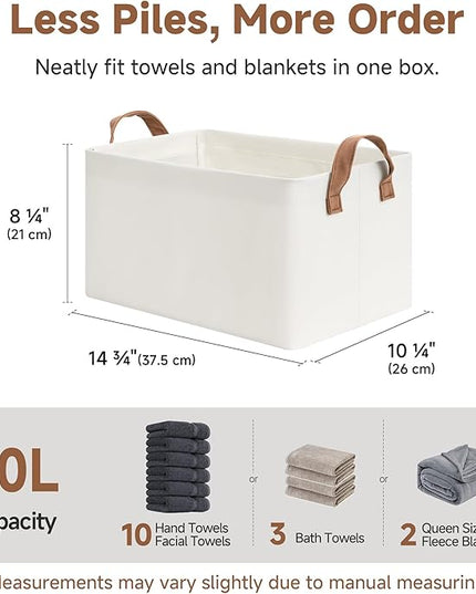StorageWorks Storage Bins, Fabric Storage Bins for Shelves, Storage Baskets with Metal Frame, Closet Baskets and Bins with Handles, Beige, 2-Pack