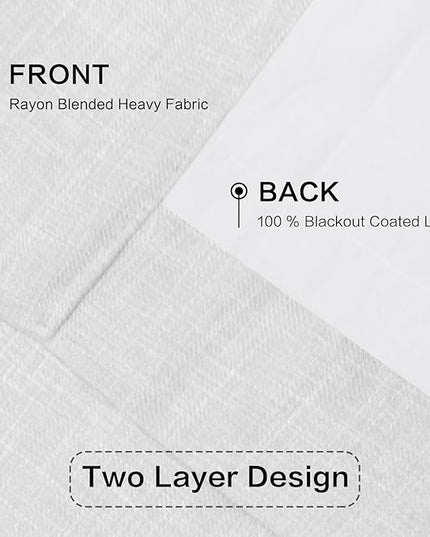 IVAPUPU Linen Pinch Pleated Blackout Curtains for Bedroom - Full Black Out White Curtains 90 Inch 2 Panels Set for Living Room Darkening Thermal Window Curtain Drapes with 16pc Hooks