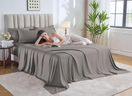 Pure Bamboo Twin Sheets, Genuine 100% Organic Viscose Derived from Bamboo Bed Sheet Set, Luxuriously Soft & Cooling, Double Stitching, 2 Year Quality Promise (Twin, Graphite)