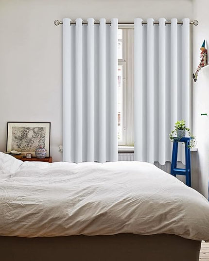 BGment Room Darkening Curtains 63 Inches Long - Grommet Thermal Insulated Drapes Window Treatment Curtains for Bedroom, 2 Panels, 70 x 63 Inch, Greyish White