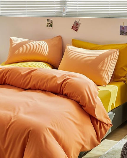 Luxlovery Peach Comforter Set Queen Peachy Pink Bedding Comforter Set Orange Pink Modern Solid Light Orange Blanket Quilts Candy Color 3 Piece Bedding Set for Queen Bed