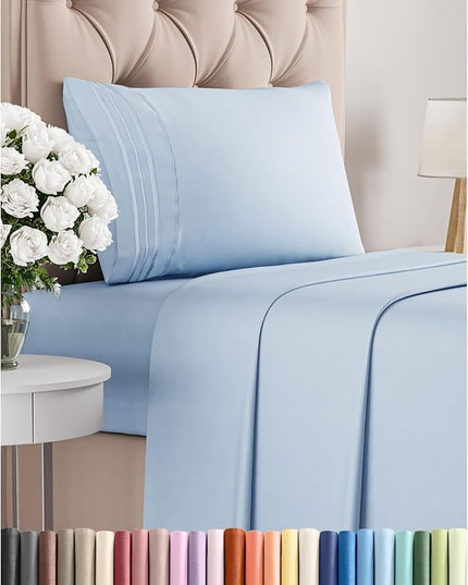 Twin XL Size 3 Piece Sheet Set - Comfy Breathable & Cooling Bed Sheets Set - Hotel Luxury Bedding for Women, Men, Kids, Teens, Boys & Girls - Deep Pockets, Soft and Wrinkle Free - Oeko-Tex - Sky Blue