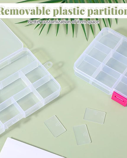 2Pcs Bead Organizer Box, Mini Clear Plastic Storage Box with Removable Divider for Beads Jewelry Rhinestone Small Parts Hair Stuff Accessory DIY Supply (15 Grids)