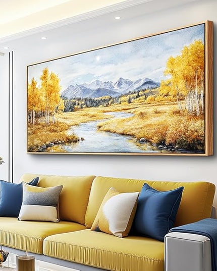 ERQINHUA Large Canvas Wall Decor For Living Room Wall Art For Bedroom Pastoral Yellow Landscape Painting Wood Frame Farmhouse Dining Room Office Home Decor Stretched And Framed Aesthetics 30"X60"