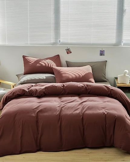 CLOTHKNOW Brick Red Comforter Set Twin/Twin XL Rust Red Bedding Comforter Sets Boys Girls Red Bedding Sets Dark Rust Bed Comforter Sets