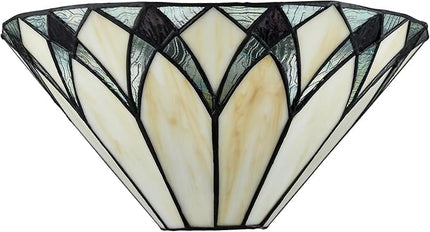 Tiffany Style Sconces Wall Lighting 12.6-Inch 1-Light Stained Glass Wall Sconce Vintage Tiffany Wall Mount Lamp Stained Glass Sconce Wall Decor for Hallway Bedroom Entryway Living Room