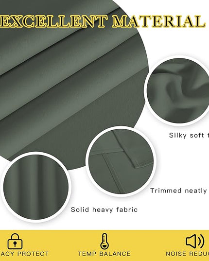 NICETOWN Blackout Living Room Curtain 95 inches Long - Grommet Thermal Insulated Window Treatment Energy Saving Sound Reducing Drape for Bedroom (Dark Mallard, 1 Panel, W52 x L95)