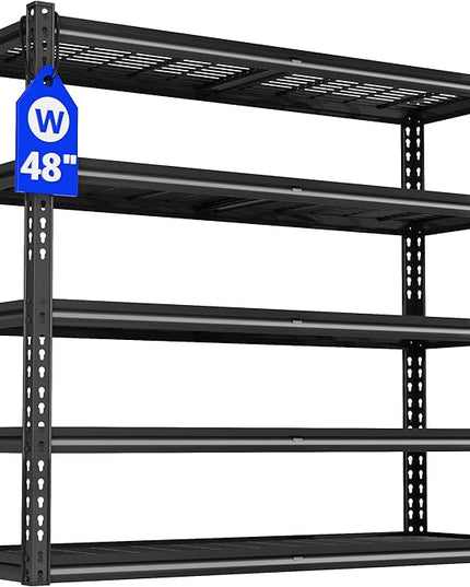 48" W Garage Shelving Heavy Duty,5-Tier Storage Shelves,3030LBS Adjustable Metal Shelving Units for Basement, Kitchen,Commercial,Warehouse,Pantry, 48" W x 72" H x 24" D